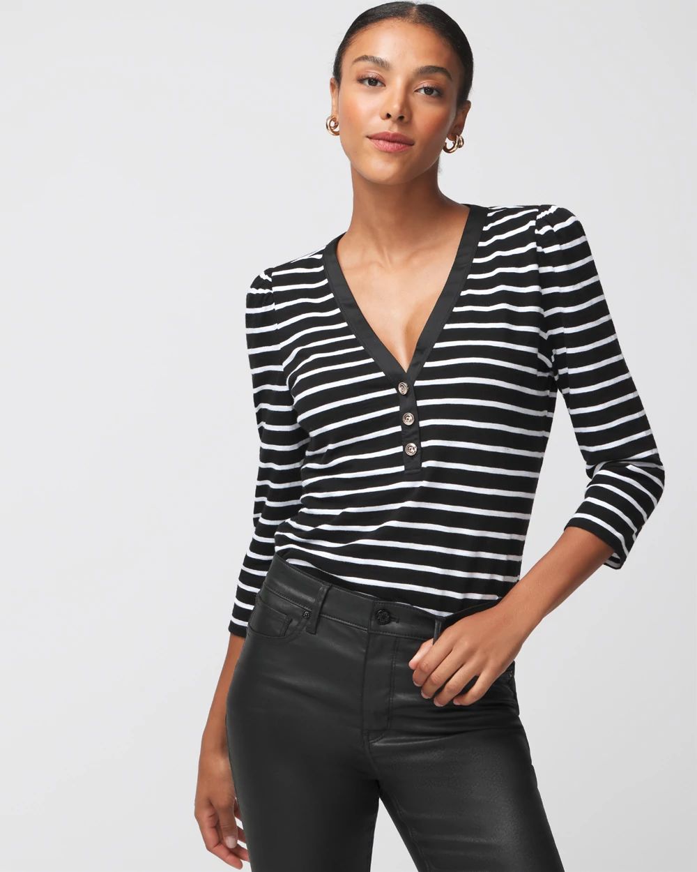 3/4 Sleeve Henley Tee White House Black Market